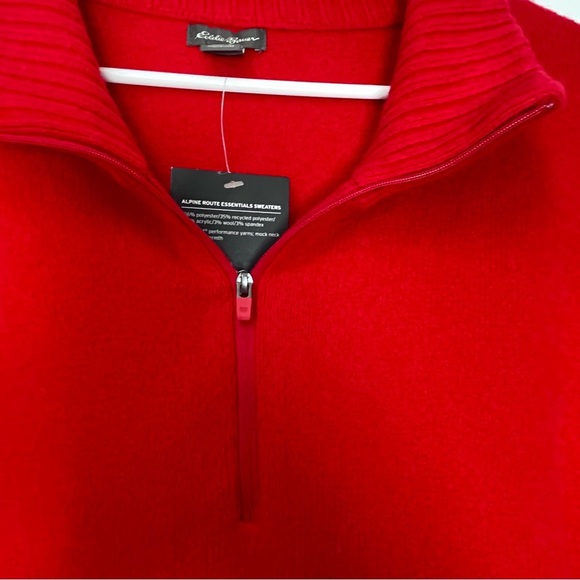 Eddie Bauer Alpine Route Essential Red Sweater 1/4 Zip Mock Neck Size Large - Picture 4 of 10